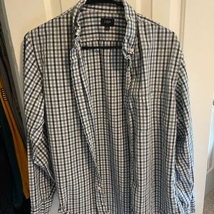 Long Sleeve J. Crew Button-Down Blue and White Plaid Medium